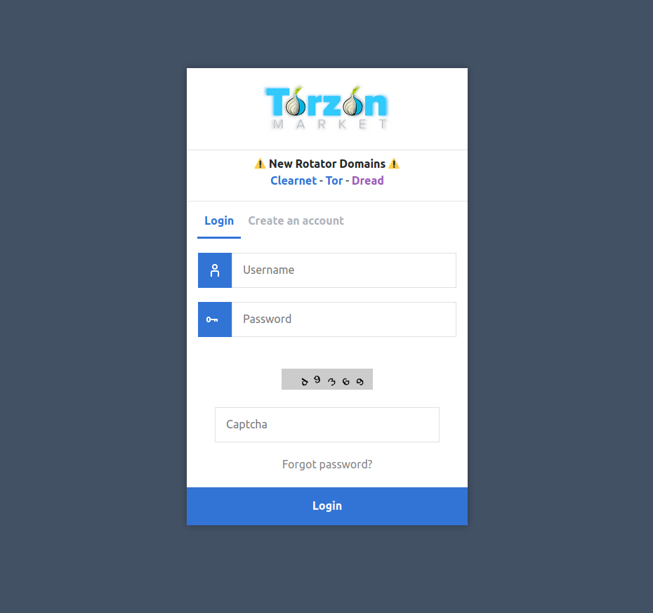 TorZon Market Secure Login Screen - Two-Factor Authentication and PGP Verification